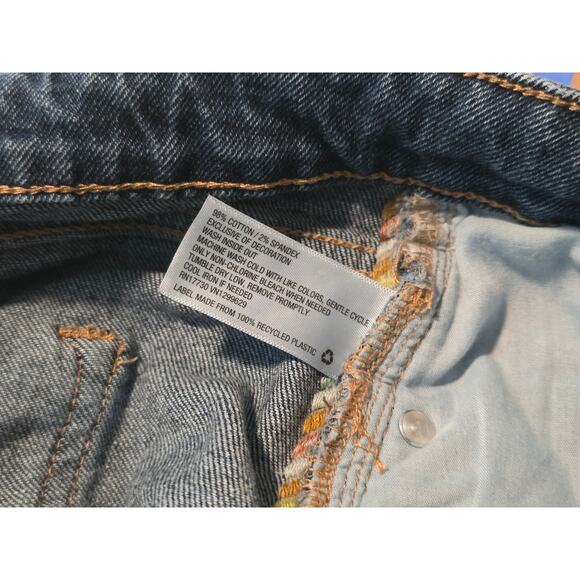 Knox Rose Mid Rise Straight Jeans Size 14W Embroidered Tuxedo Stripe Tapered - Picture 8 of 8